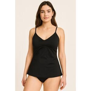 Prana Black Tankini Swim Top Women’s Size 36D / Medium Adjustable Straps